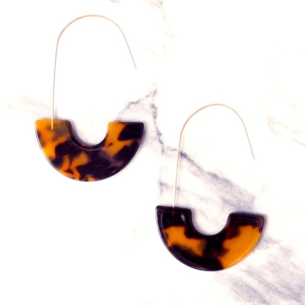 Dark Tortoise - Acrylic Adirah Hoop Earrings